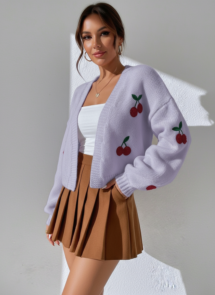 Fiona Zeitloser Kirsch-Cardigan für Damen