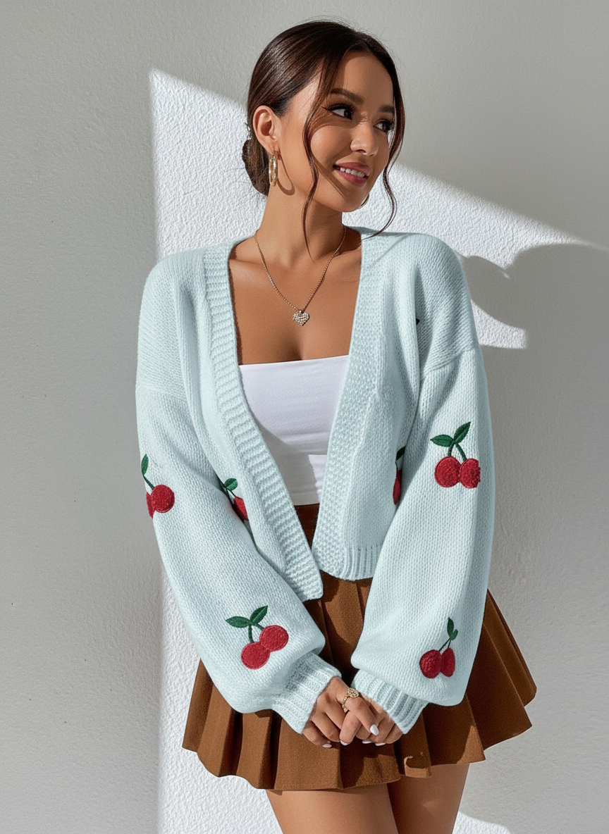 Fiona Zeitloser Kirsch-Cardigan für Damen