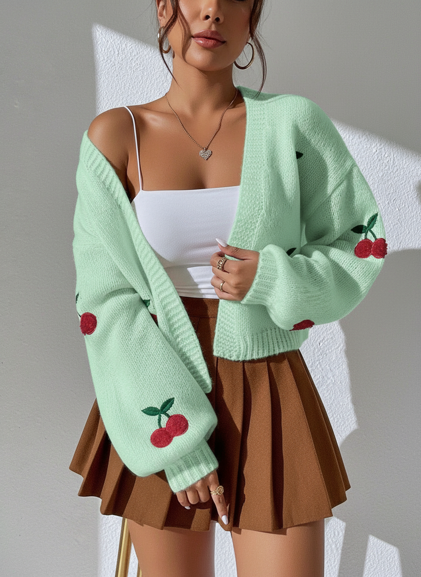 Fiona Zeitloser Kirsch-Cardigan für Damen