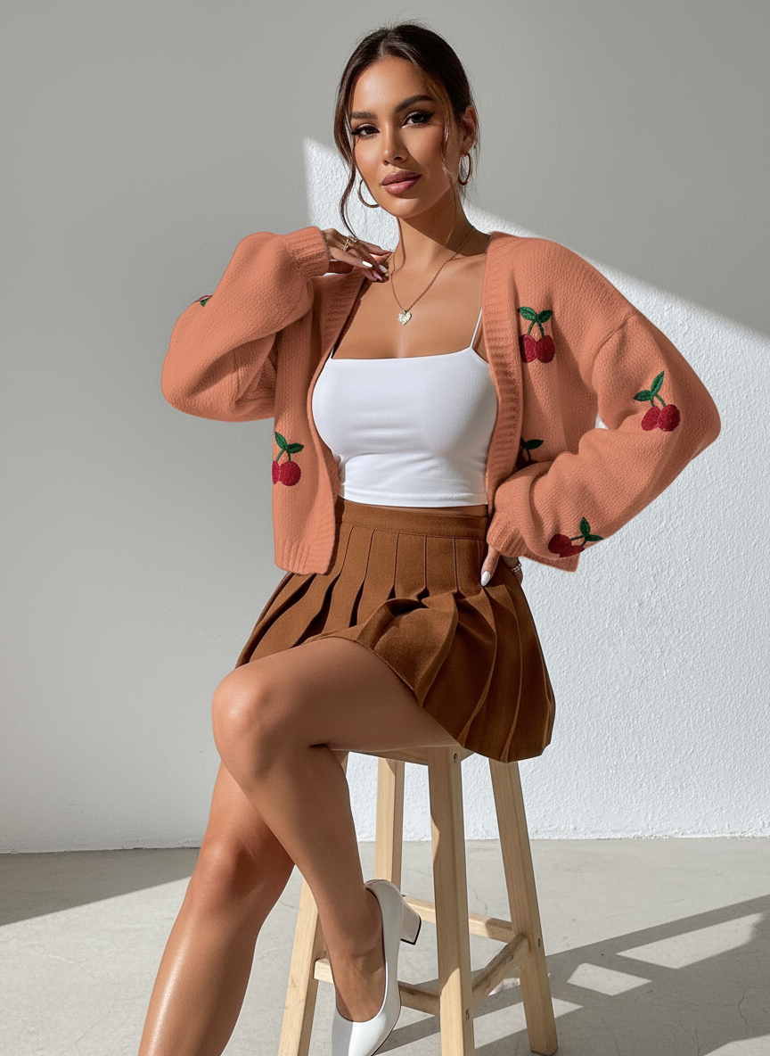 Fiona Zeitloser Kirsch-Cardigan für Damen