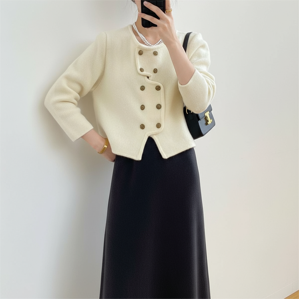 Azmirae Elegantes Knopf-Cardigan | Zeitlose Qualität