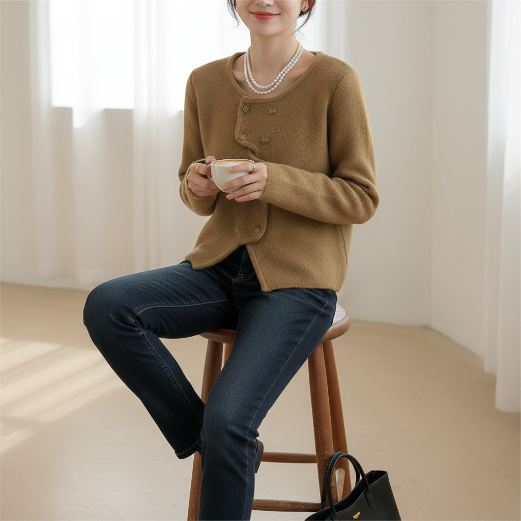 Azmirae Elegantes Knopf-Cardigan | Zeitlose Qualität