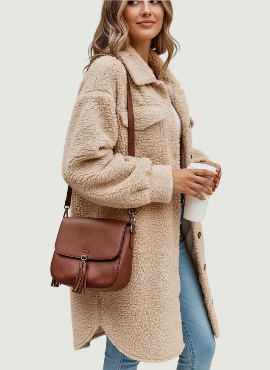 Zeitlose Teddy Fleece Shacket für Damen