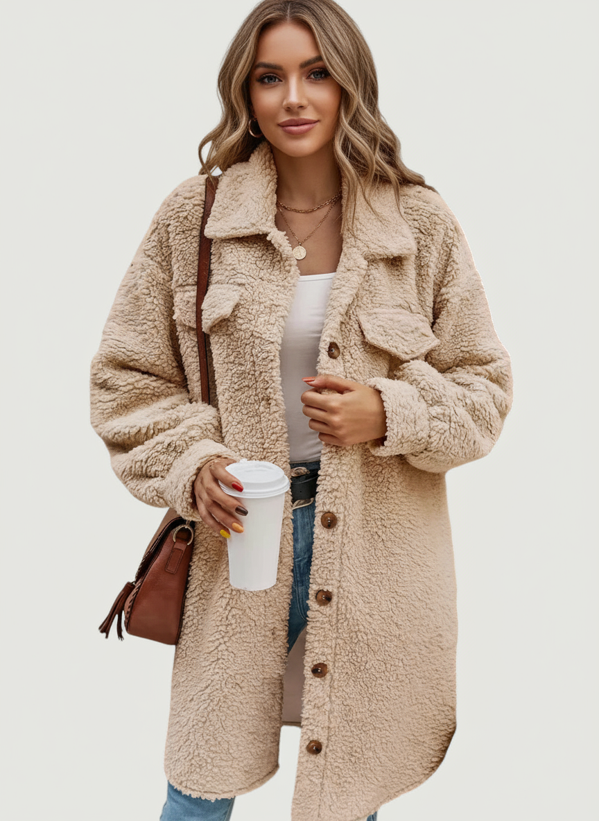 Zeitlose Teddy Fleece Shacket für Damen