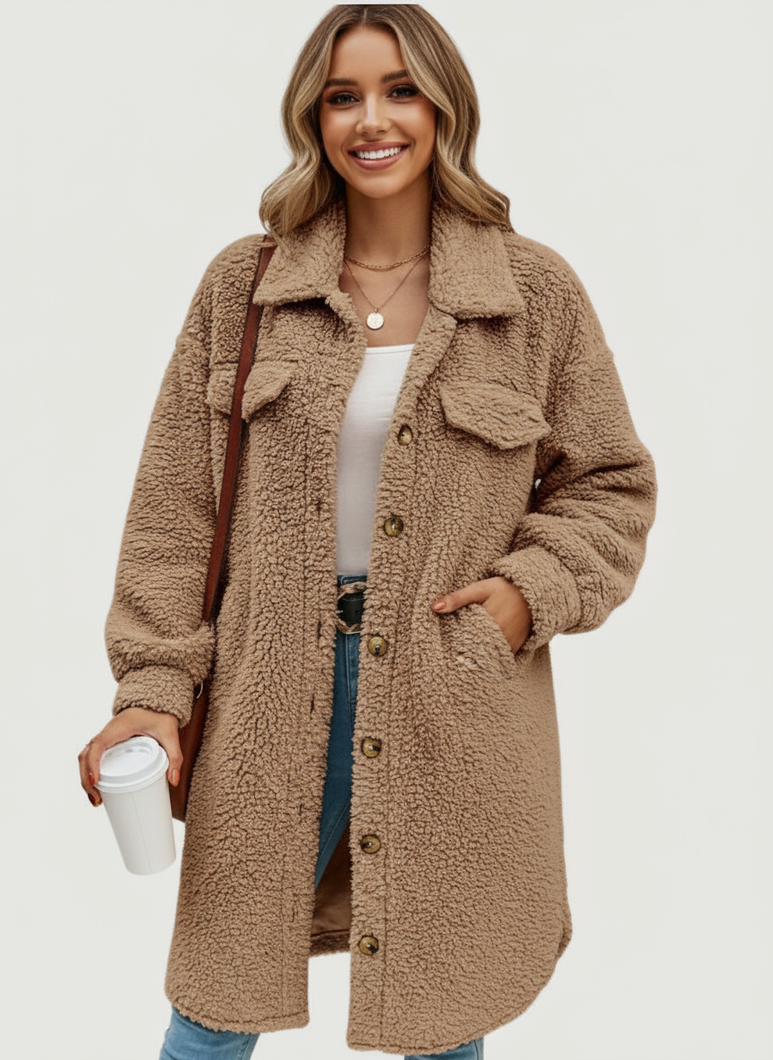 Zeitlose Teddy Fleece Shacket für Damen