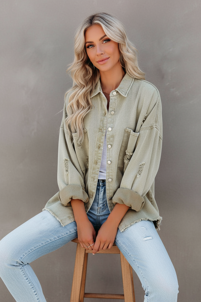 Leona Denimjacke mit Distressed-Charakter