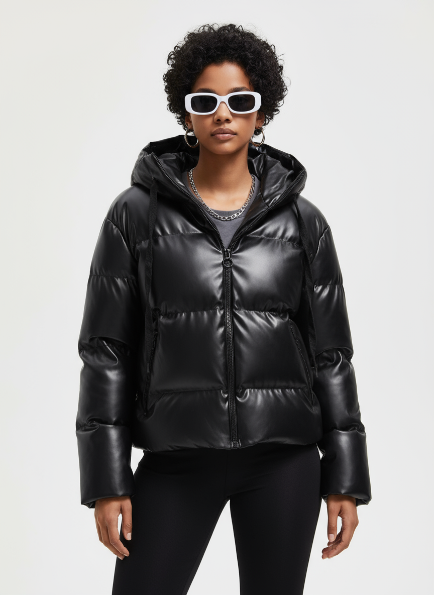 Isabelle Zeitlose Lederoptik Pufferjacke