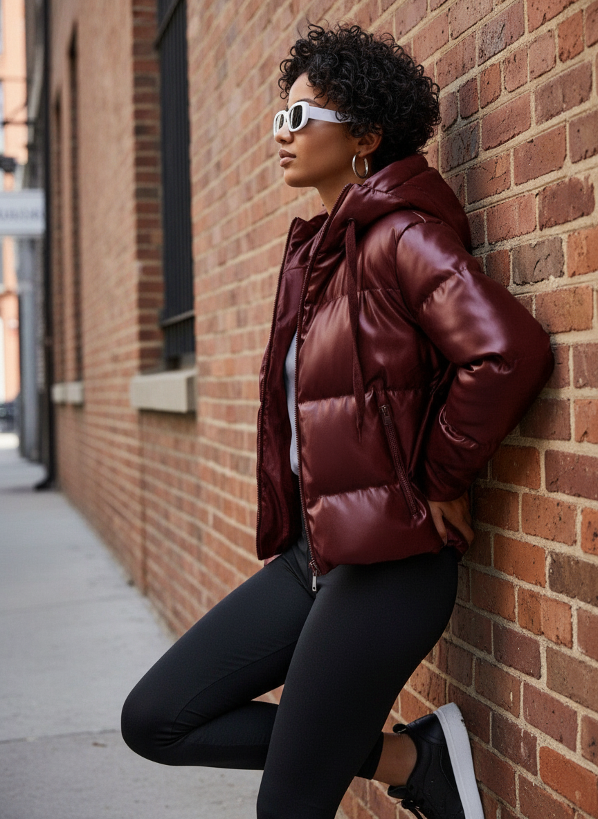 Isabelle Zeitlose Lederoptik Pufferjacke