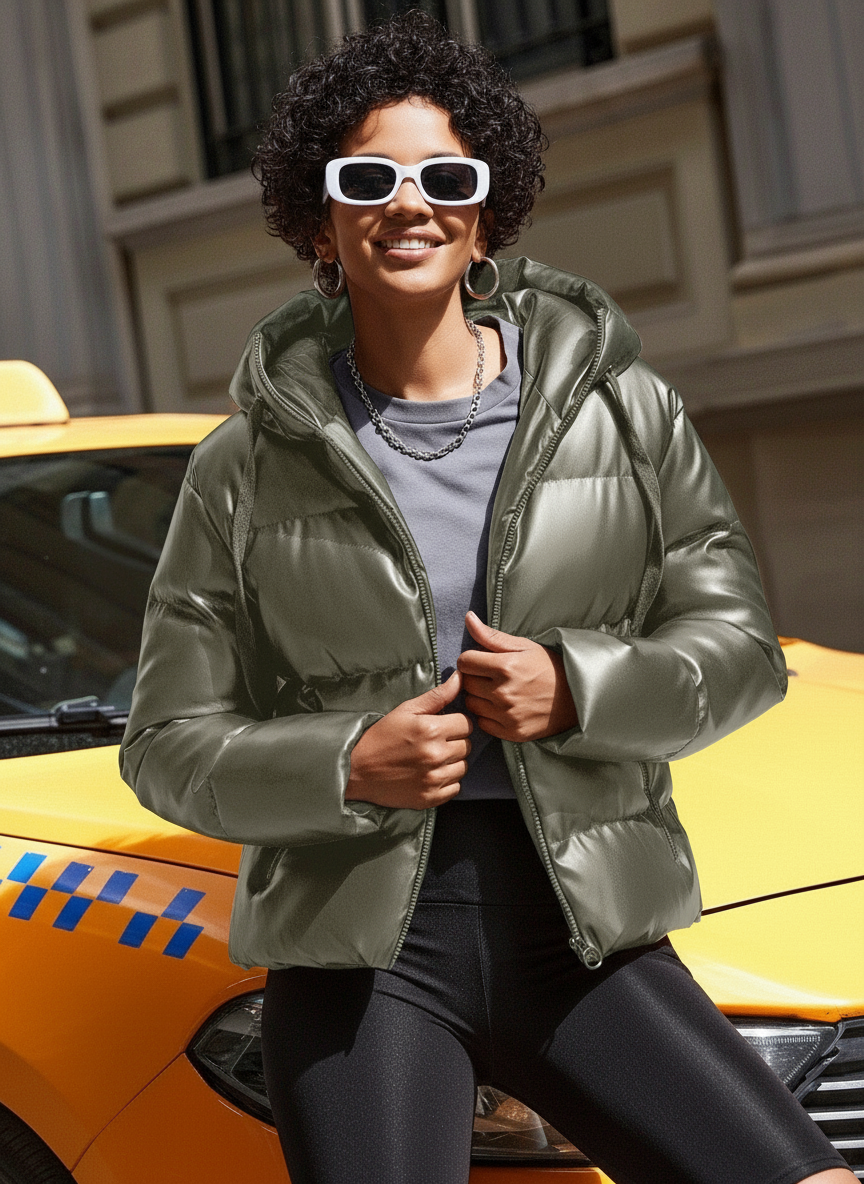 Isabelle Zeitlose Lederoptik Pufferjacke