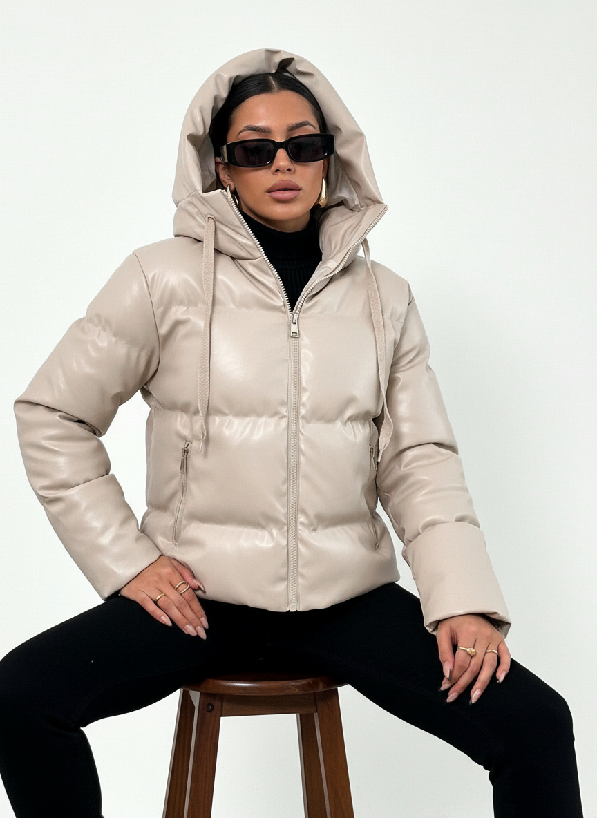 Isabelle Zeitlose Lederoptik Pufferjacke