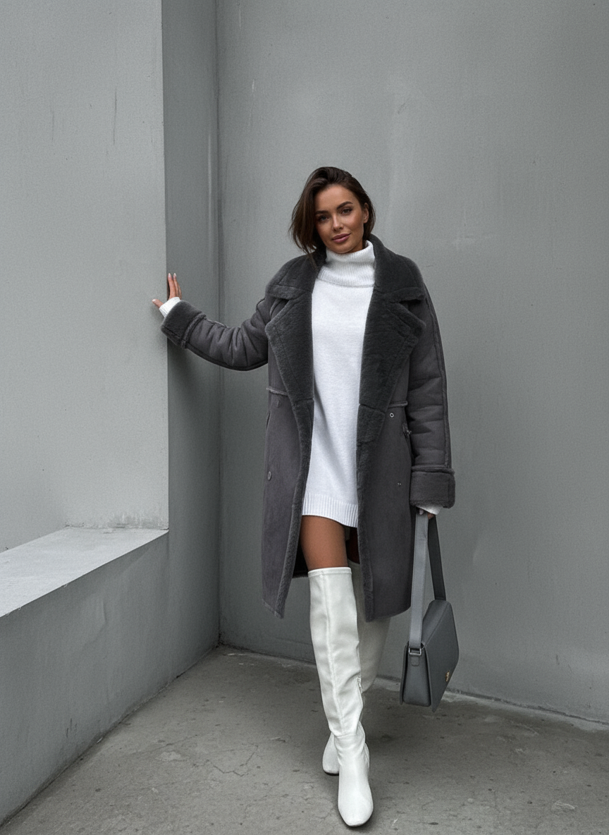 Ava Zeitlose Lammfell-Optik Mantel Ava für Damen