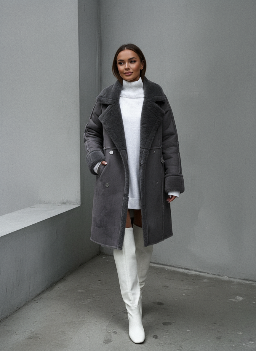 Ava Zeitlose Lammfell-Optik Mantel Ava für Damen