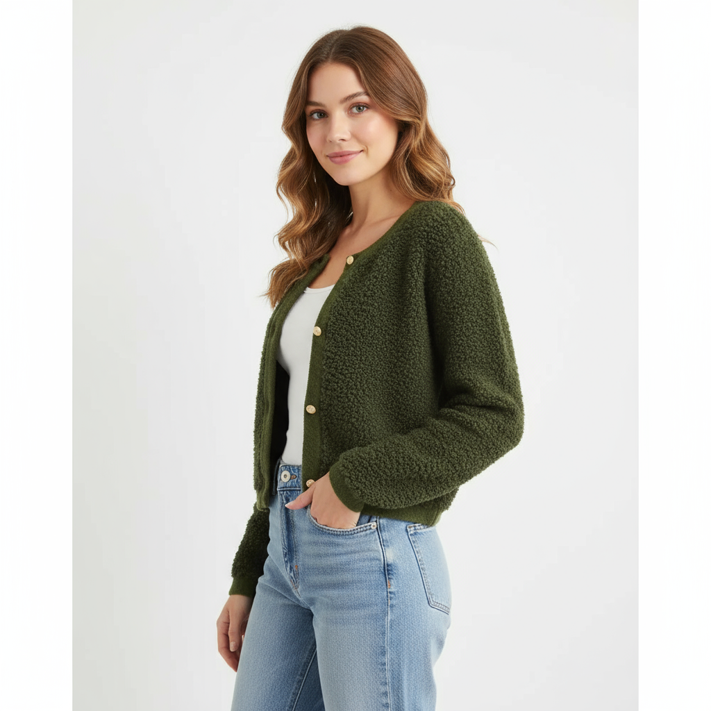 Aurora Zeitlose Teddy Strickjacke für Damen