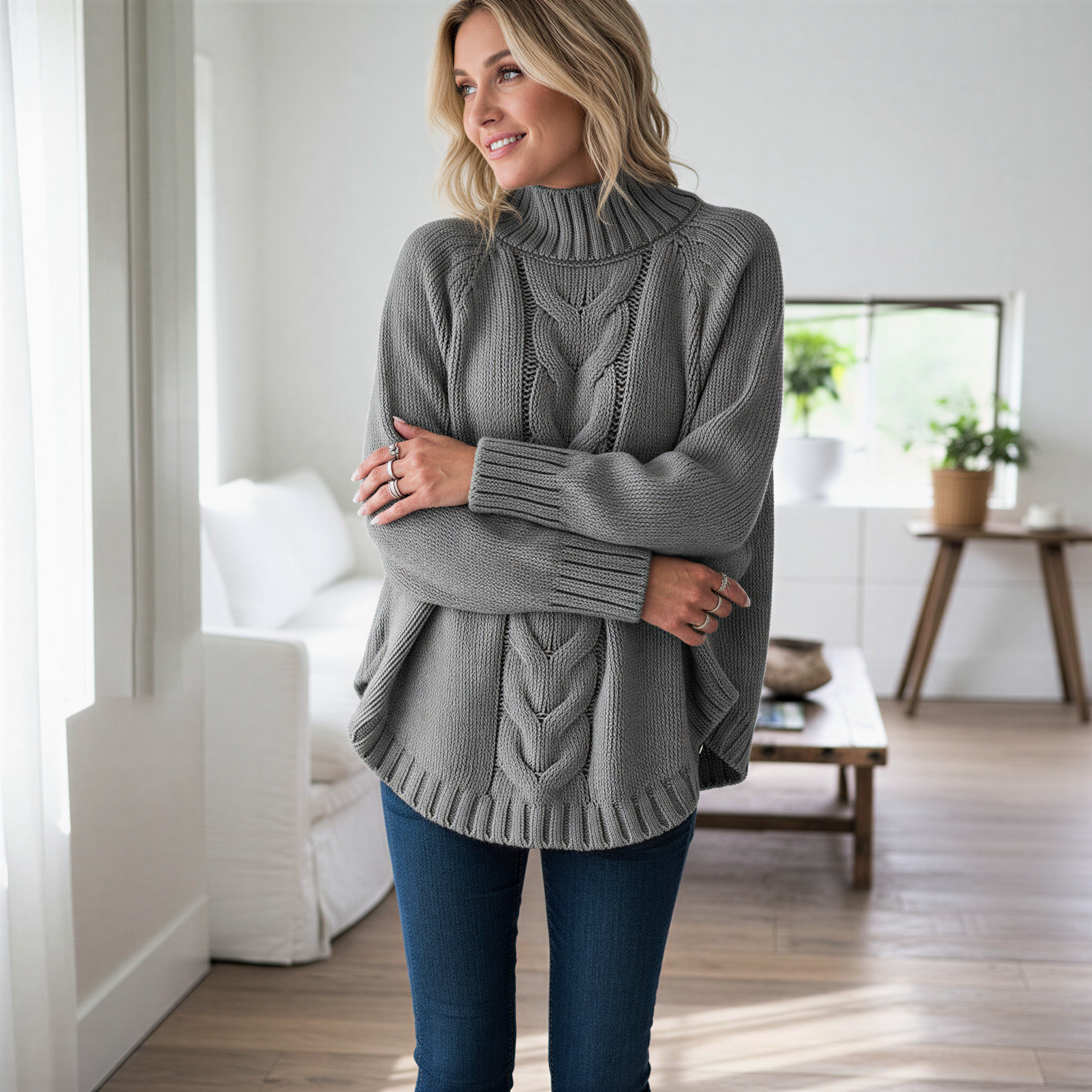 Kyra Zeitloser Zopfstrick Rollkragenpullover