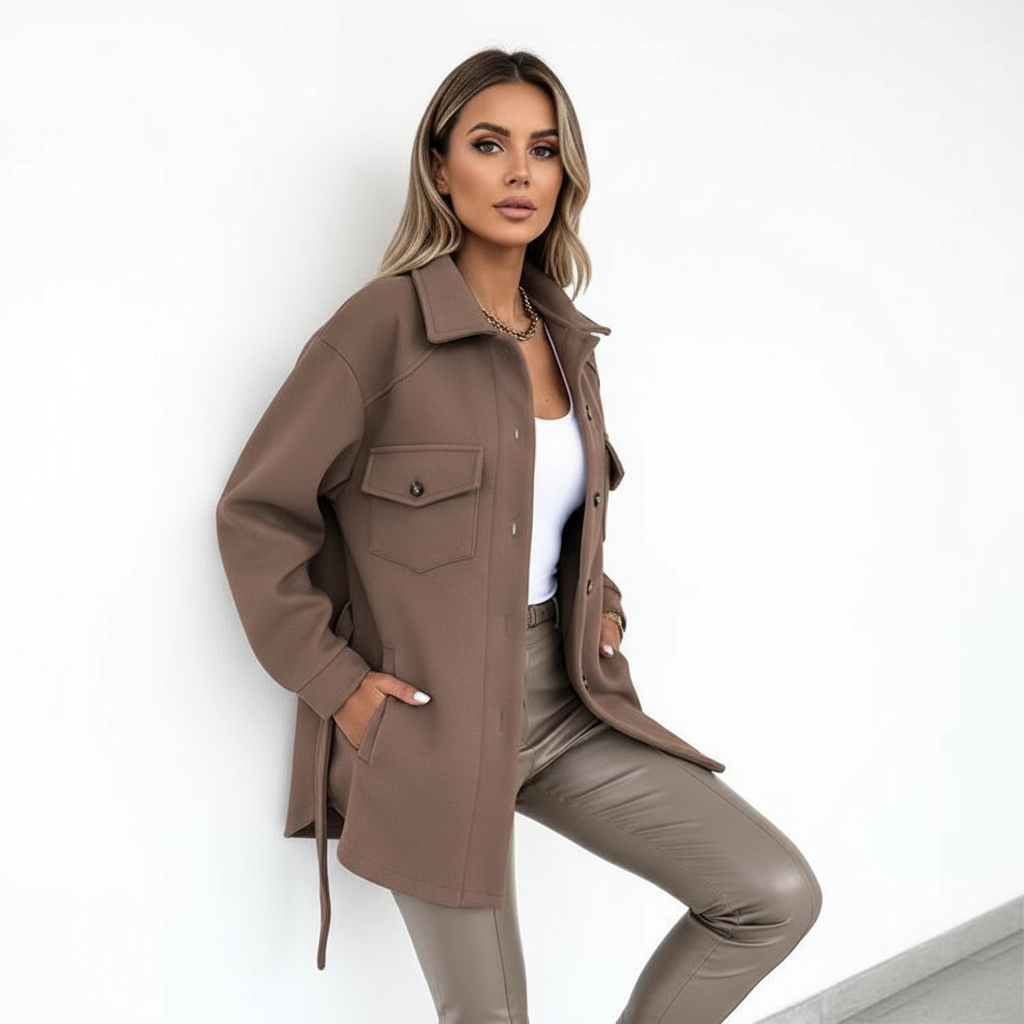 Sophie Elegante Shacket in Hochwertiger Woll-Optik