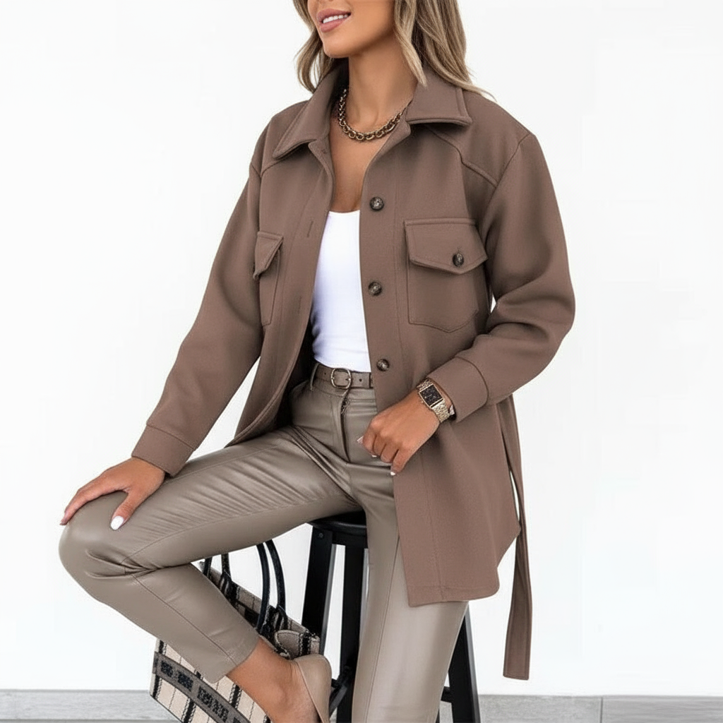 Sophie Elegante Shacket in Hochwertiger Woll-Optik