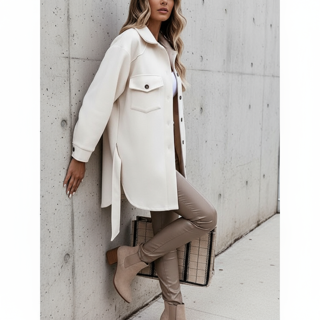 Sophie Elegante Shacket in Hochwertiger Woll-Optik