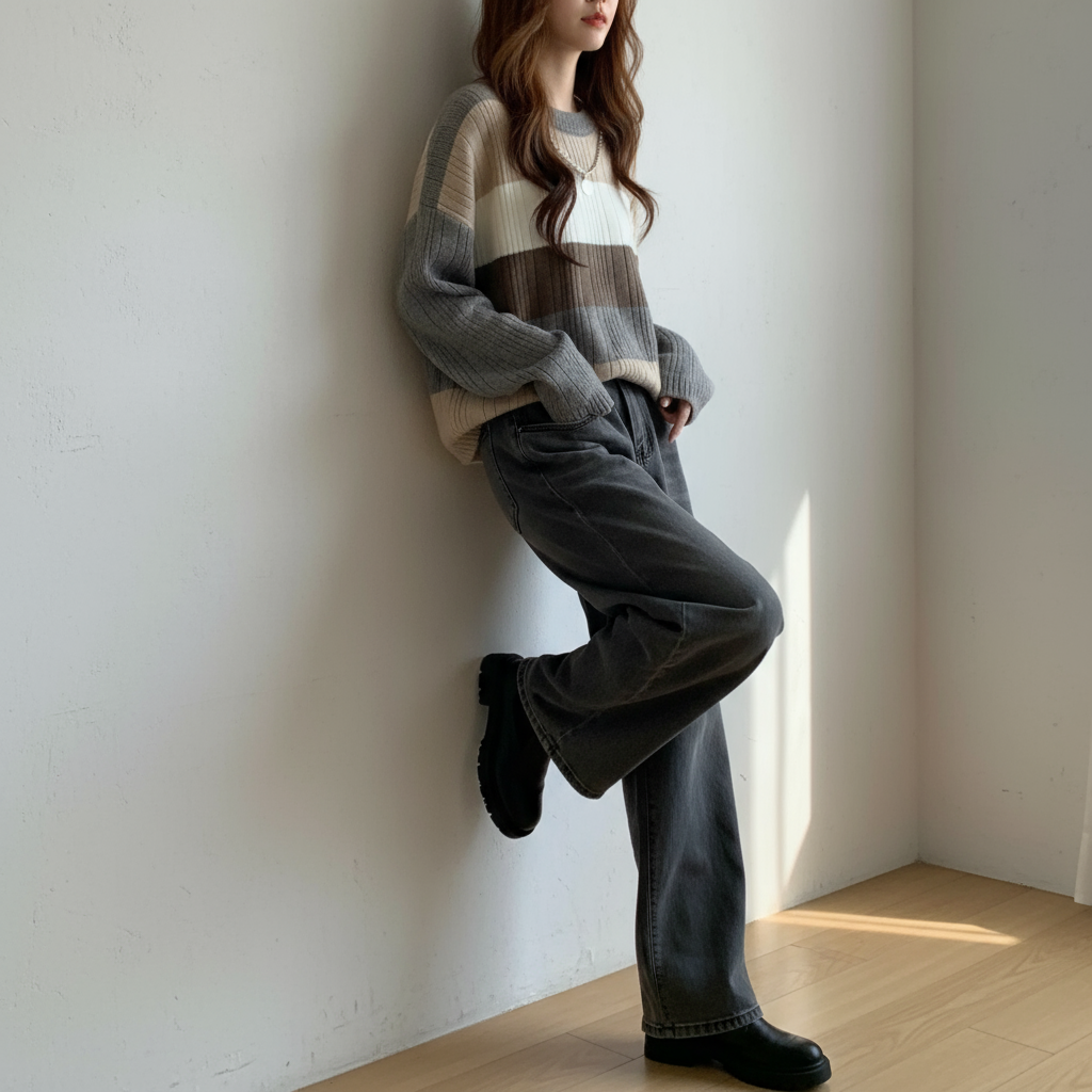 Strickpullover mit Streifen | Lässiger Schnitt | Ganzjahr