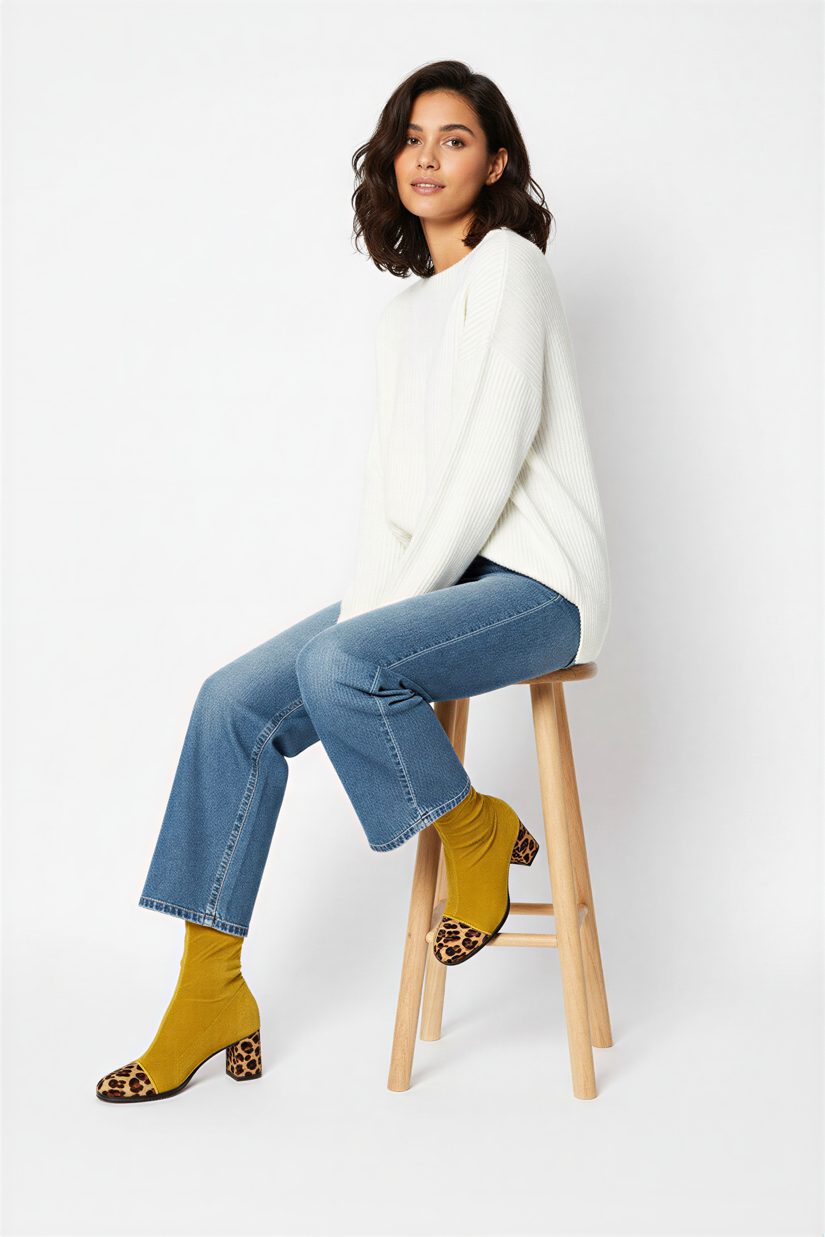 Stiefeletten | Senfgelb mit Leo-Print | Casual Chic