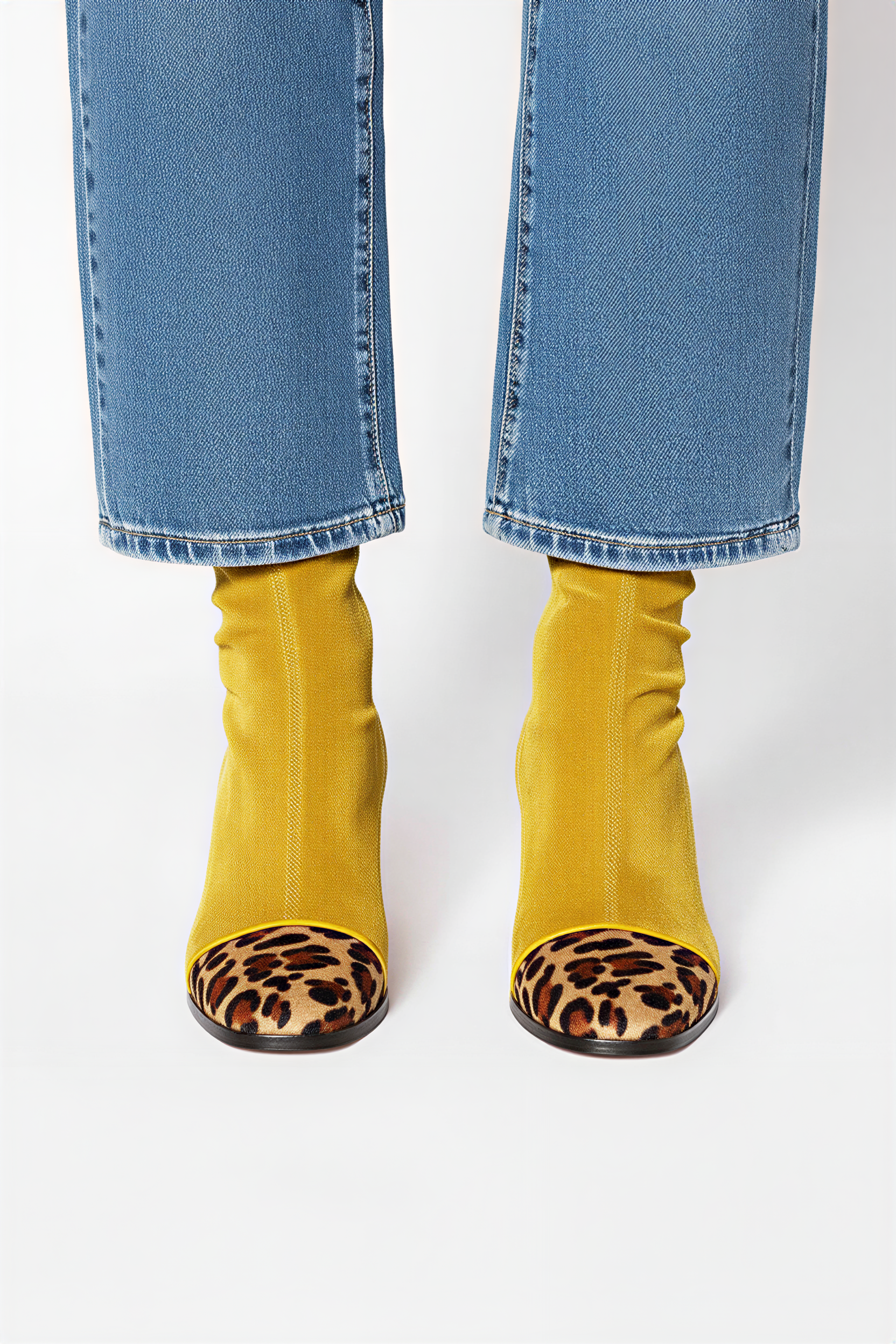 Stiefeletten | Senfgelb mit Leo-Print | Casual Chic