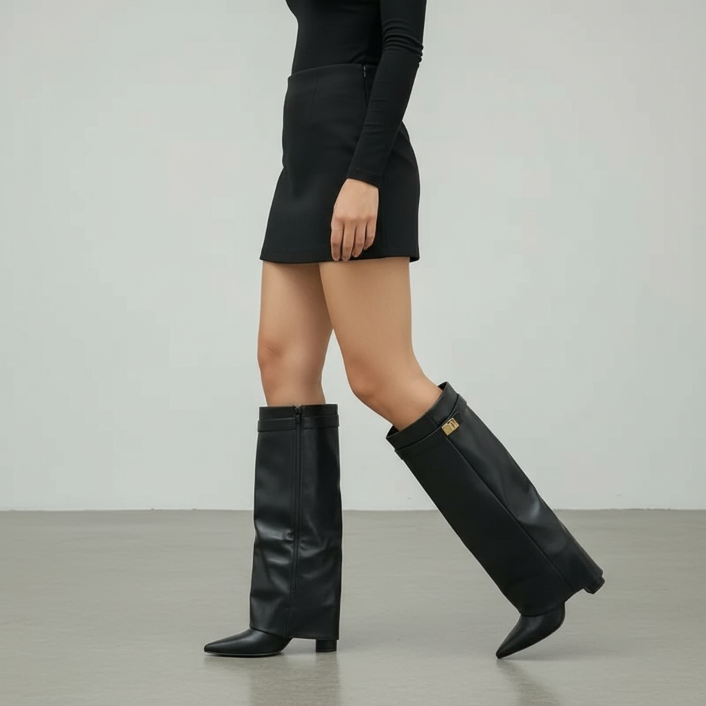 Avantgarde Stiefel | Skulpturaler Schaft | Leder