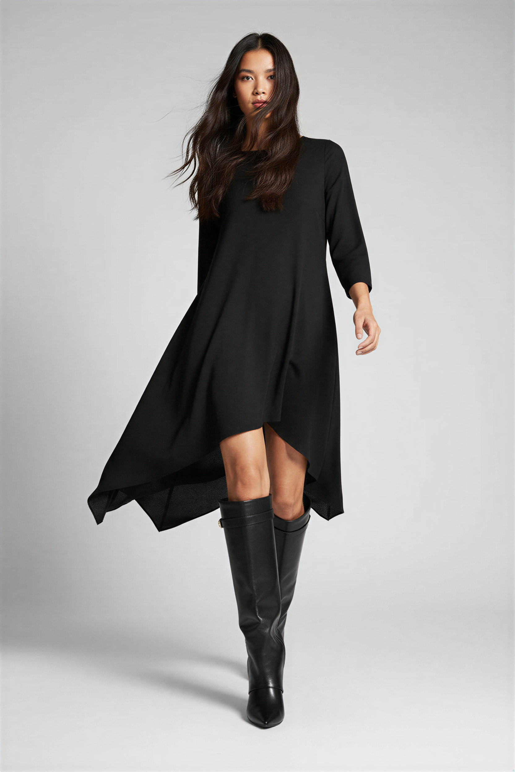 Oberschenkelhohe Stiefel | Fold-Over Schaft mit Schnalle | Abendmode