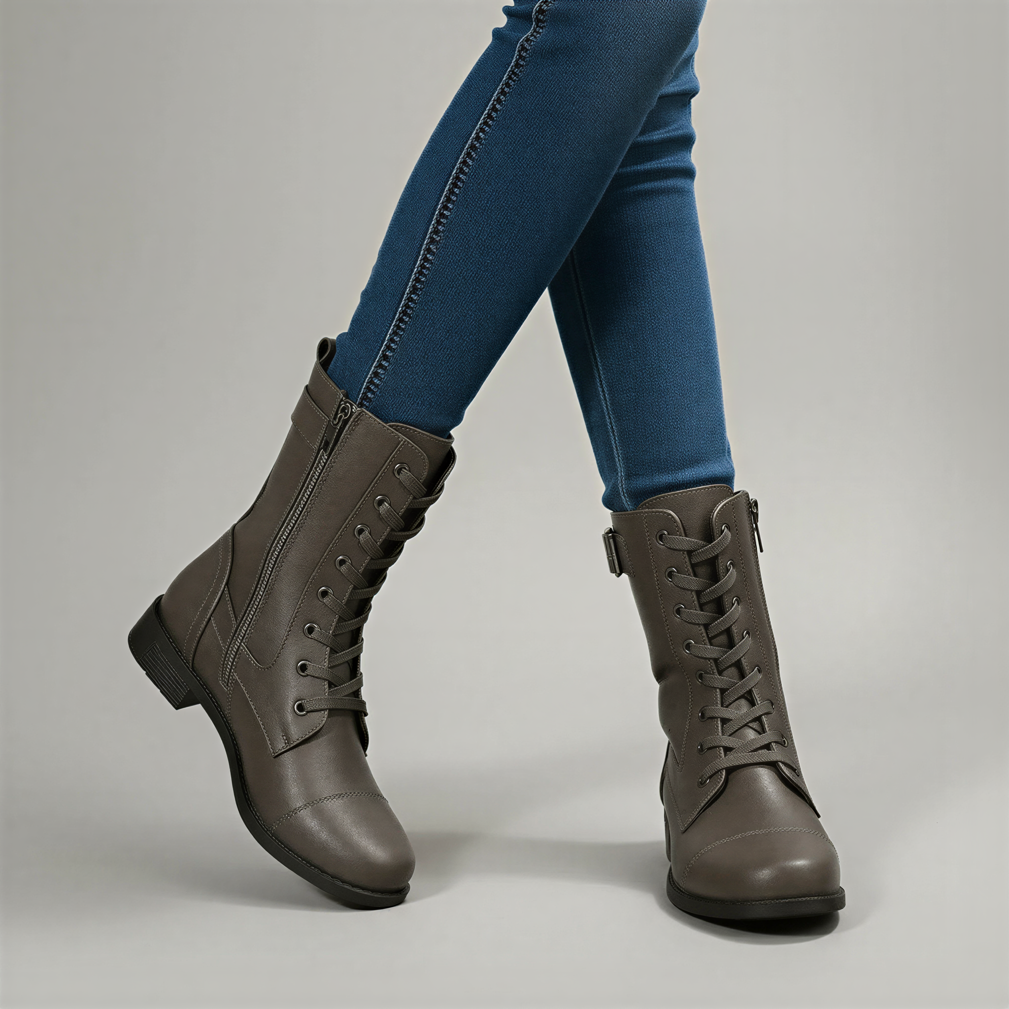 Schnürstiefeletten | Seitlicher Reißverschluss | Damen