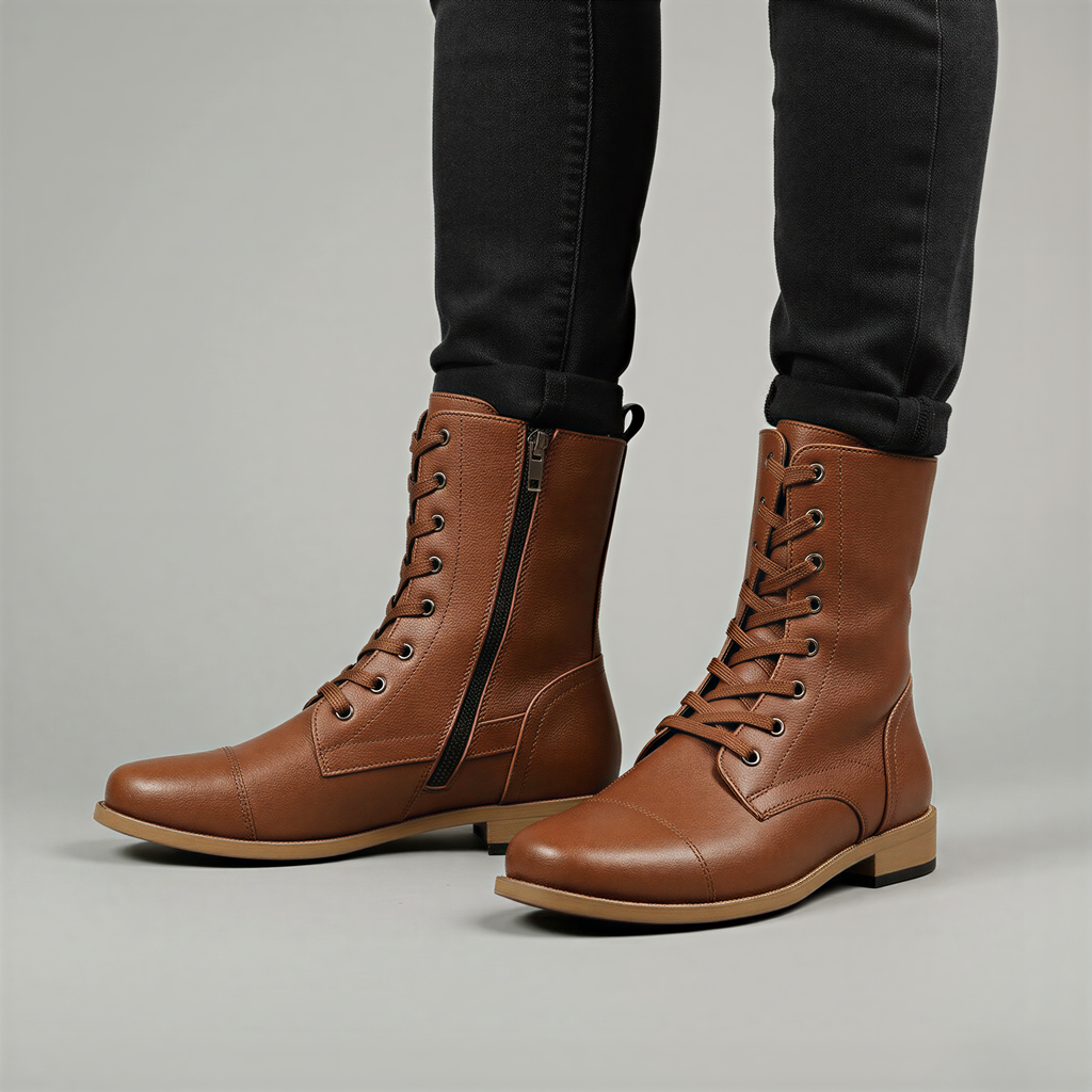 Schnürstiefeletten | Seitlicher Reißverschluss | Damen