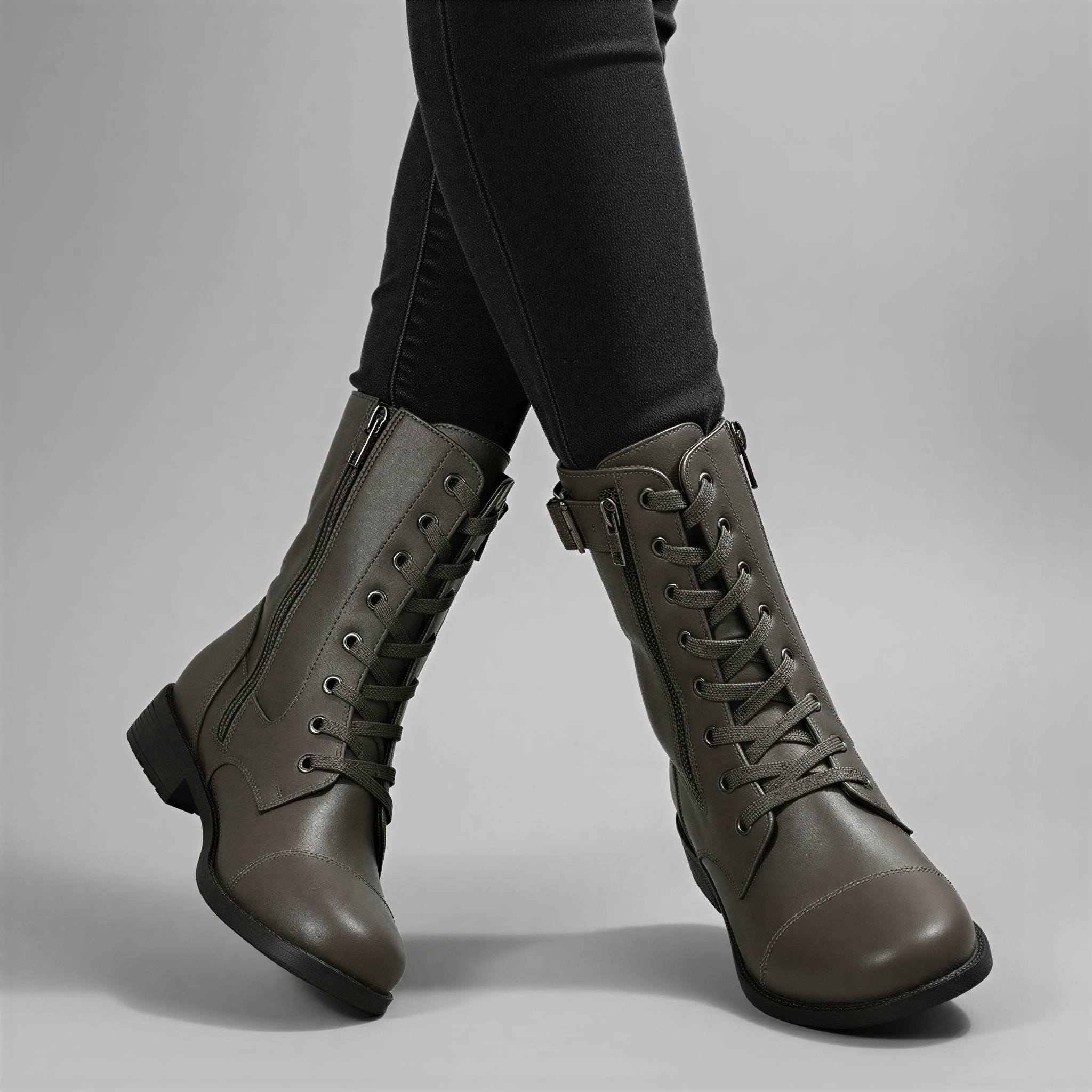 Schnürstiefeletten | Seitlicher Reißverschluss | Damen