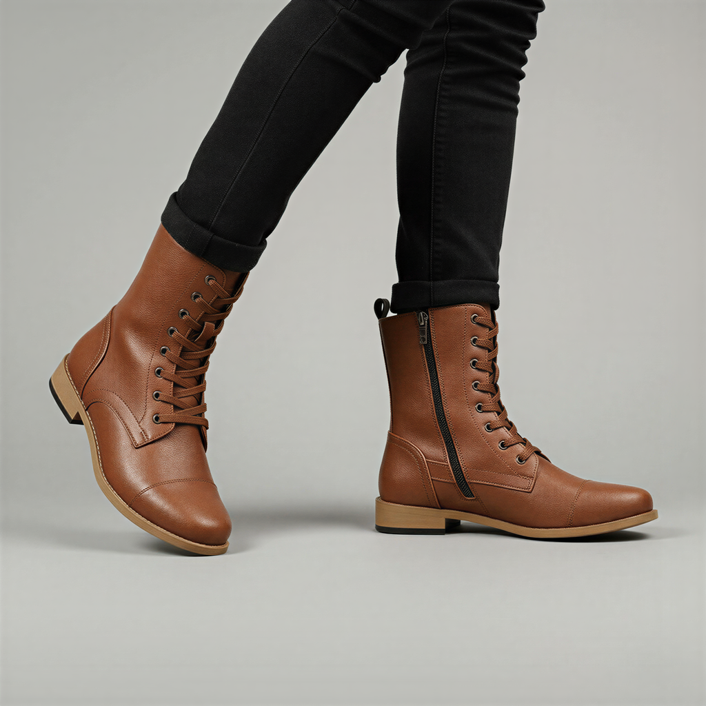 Schnürstiefeletten | Seitlicher Reißverschluss | Damen