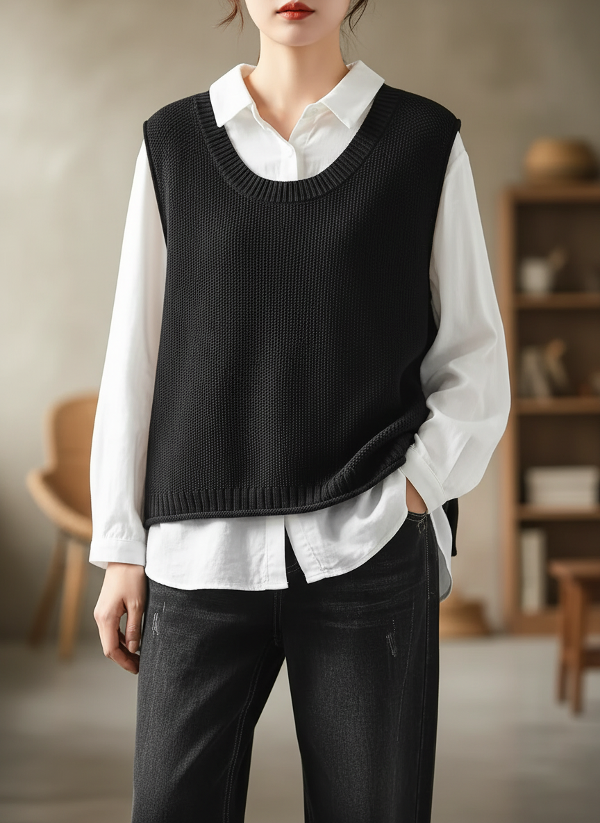 Strickweste & Hemd Set | Lässiger Lagen-Look | Ganzjährig