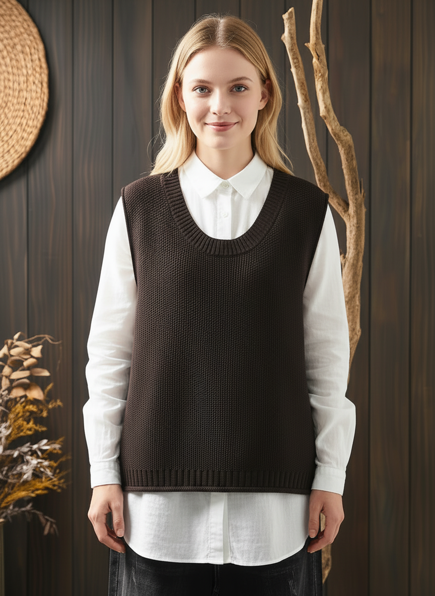 Strickweste & Hemd Set | Lässiger Lagen-Look | Ganzjährig