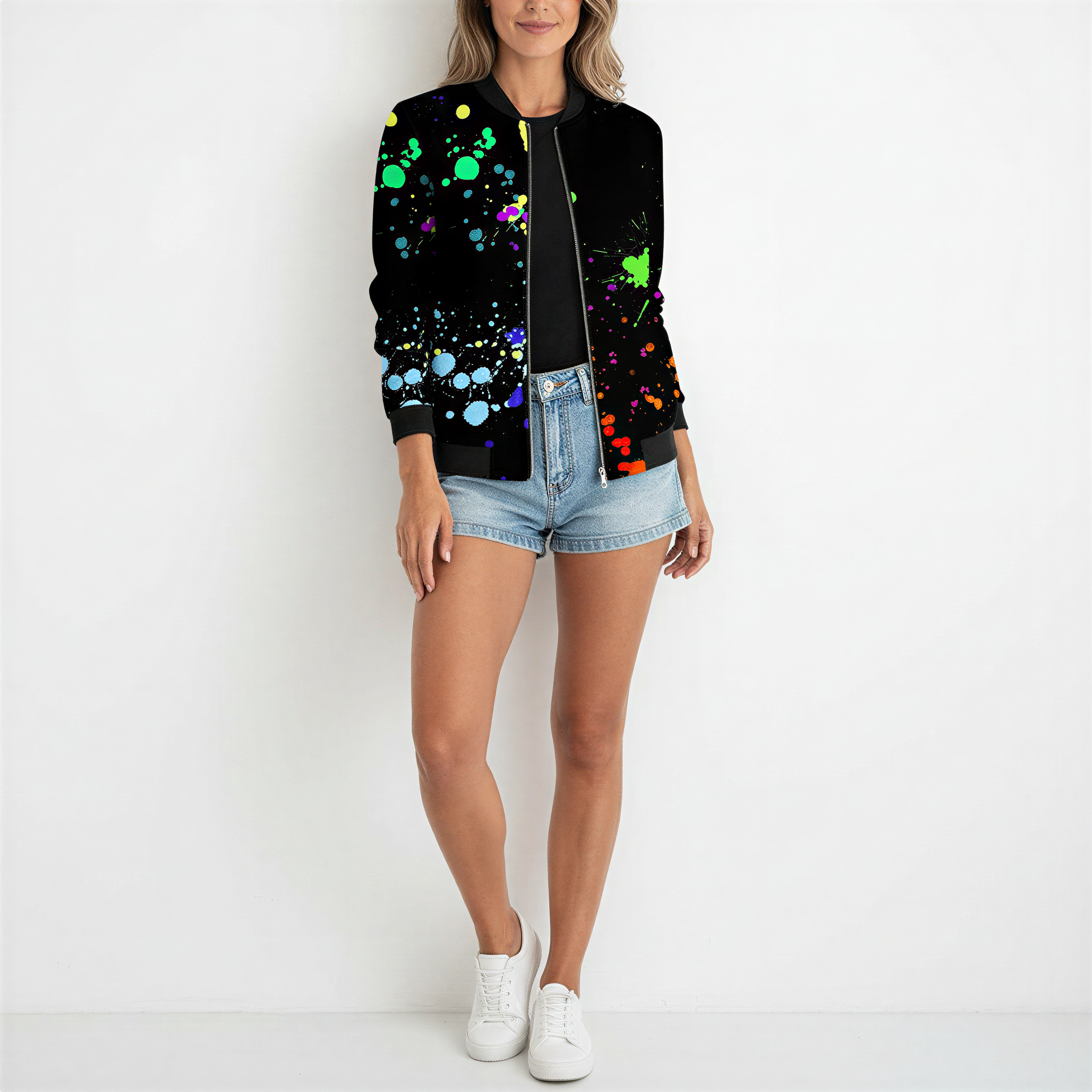 Bomberjacke | Abstraktes Farbspritzer Design | Streetwear