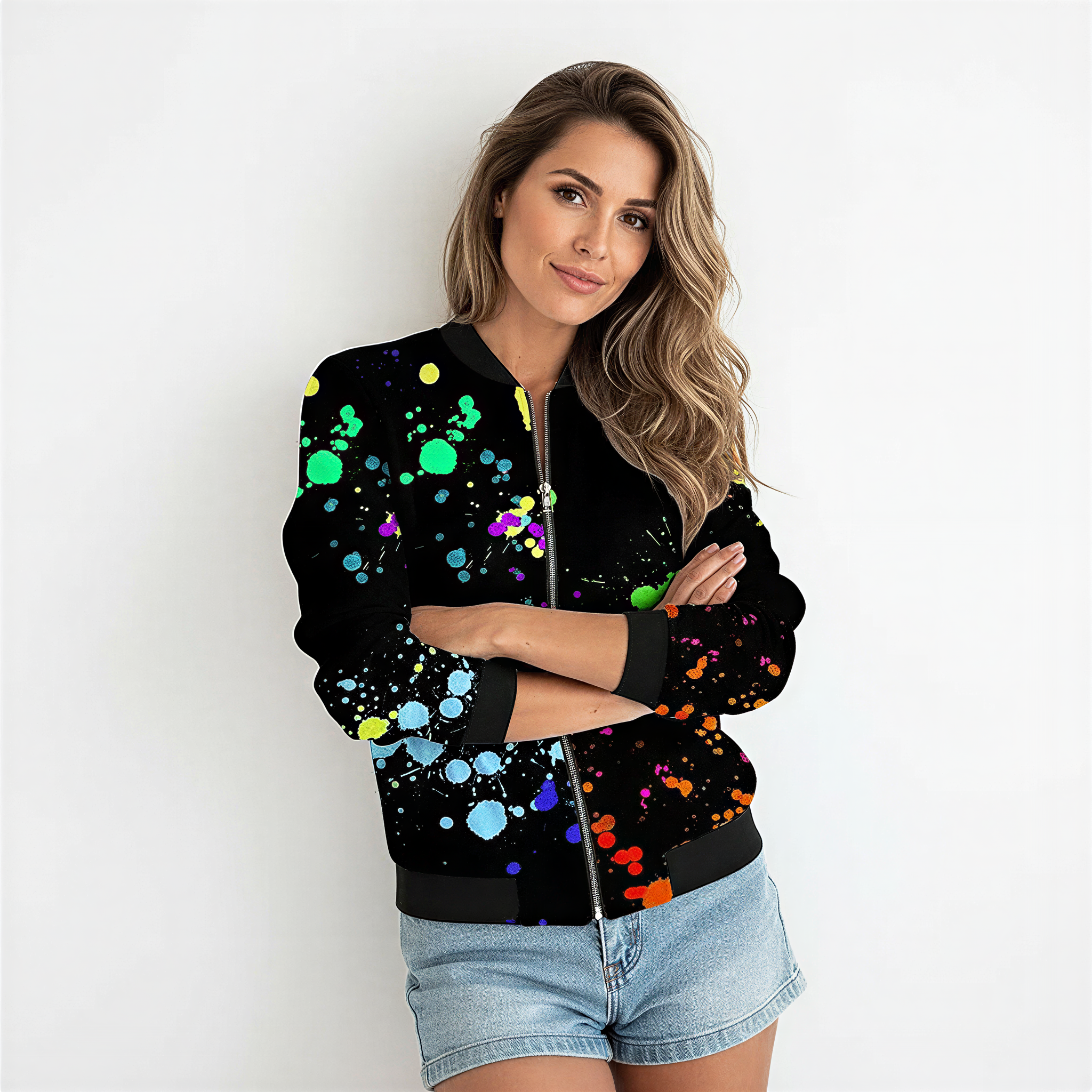 Bomberjacke | Abstraktes Farbspritzer Design | Streetwear