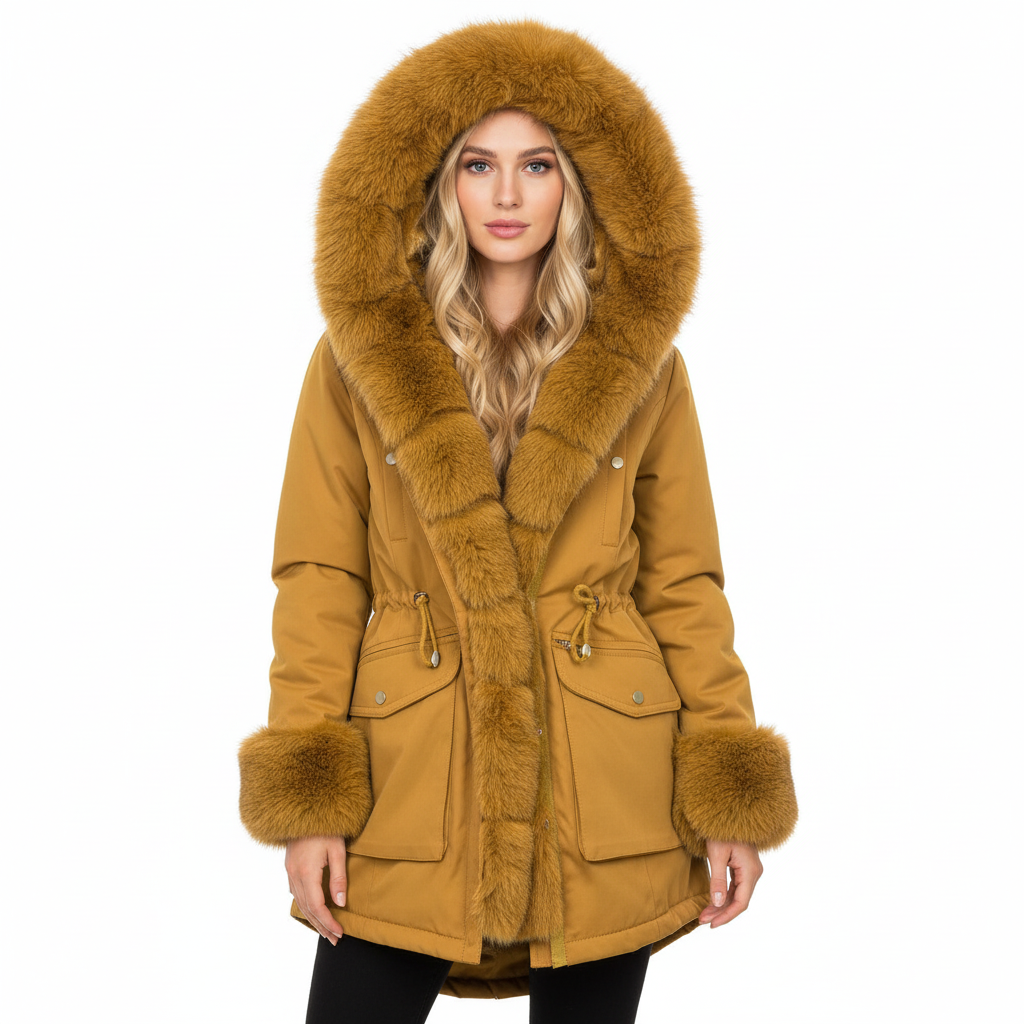 Damenparka | Mit Tan Faux Fur | Winter