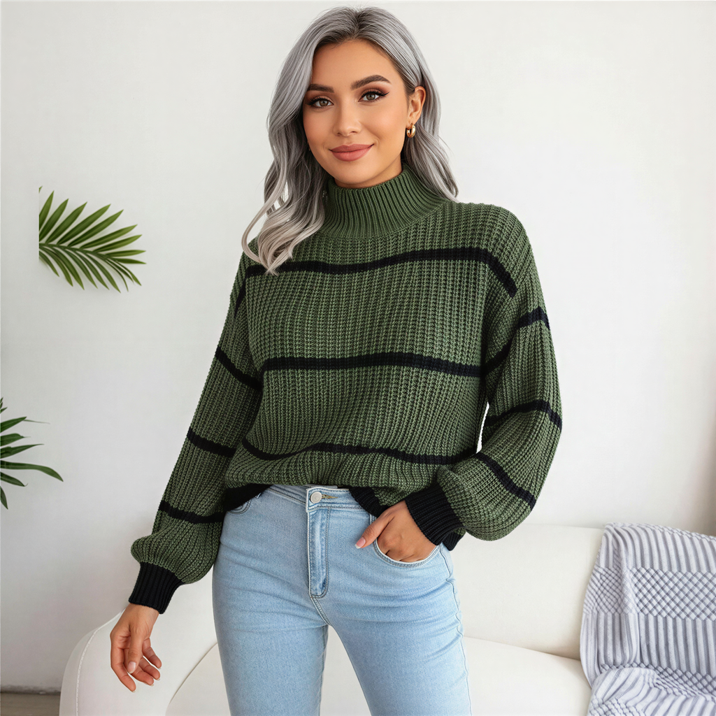 Grobstrickpullover | Gestreiftes Design | Lässiger Freizeitlook