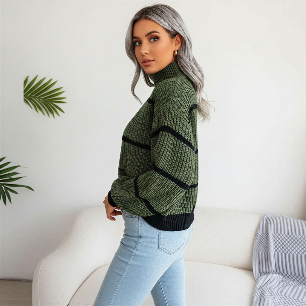 Grobstrickpullover | Gestreiftes Design | Lässiger Freizeitlook