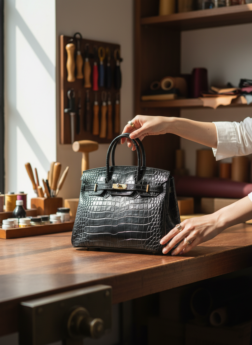 Strukturierte Tote Bag | Krokodil-Prägung | Business & Abend