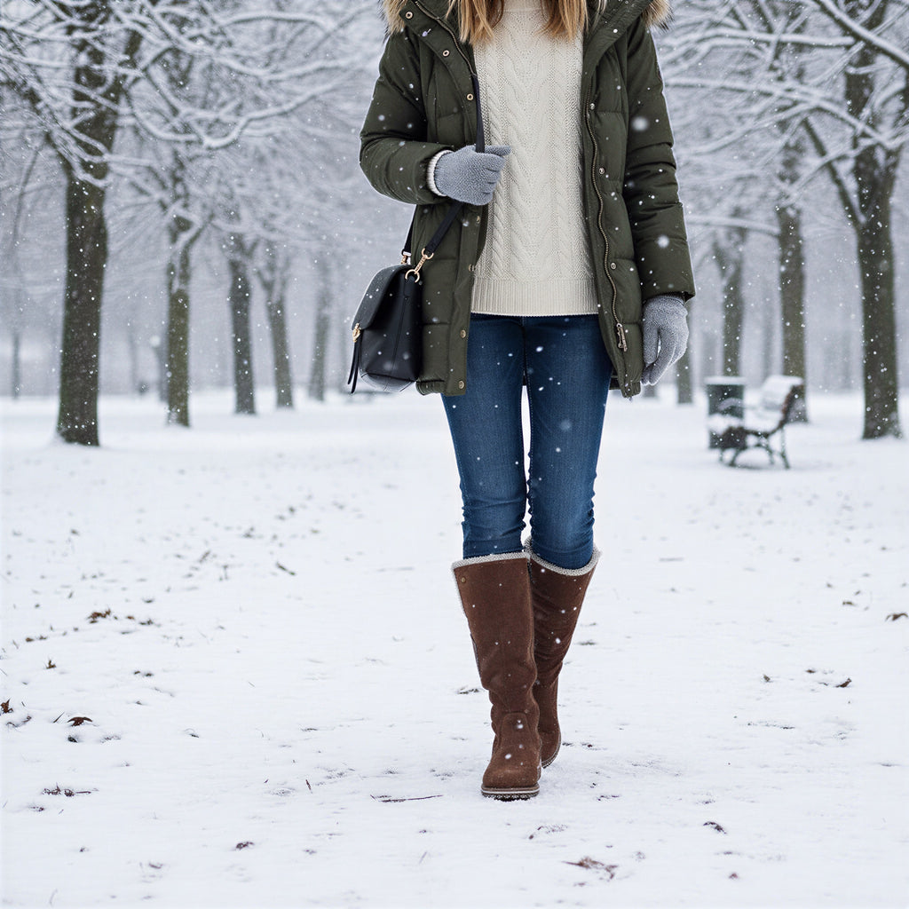 Kniehohe Winterstiefel | Wildleder mit Shearling | Winter