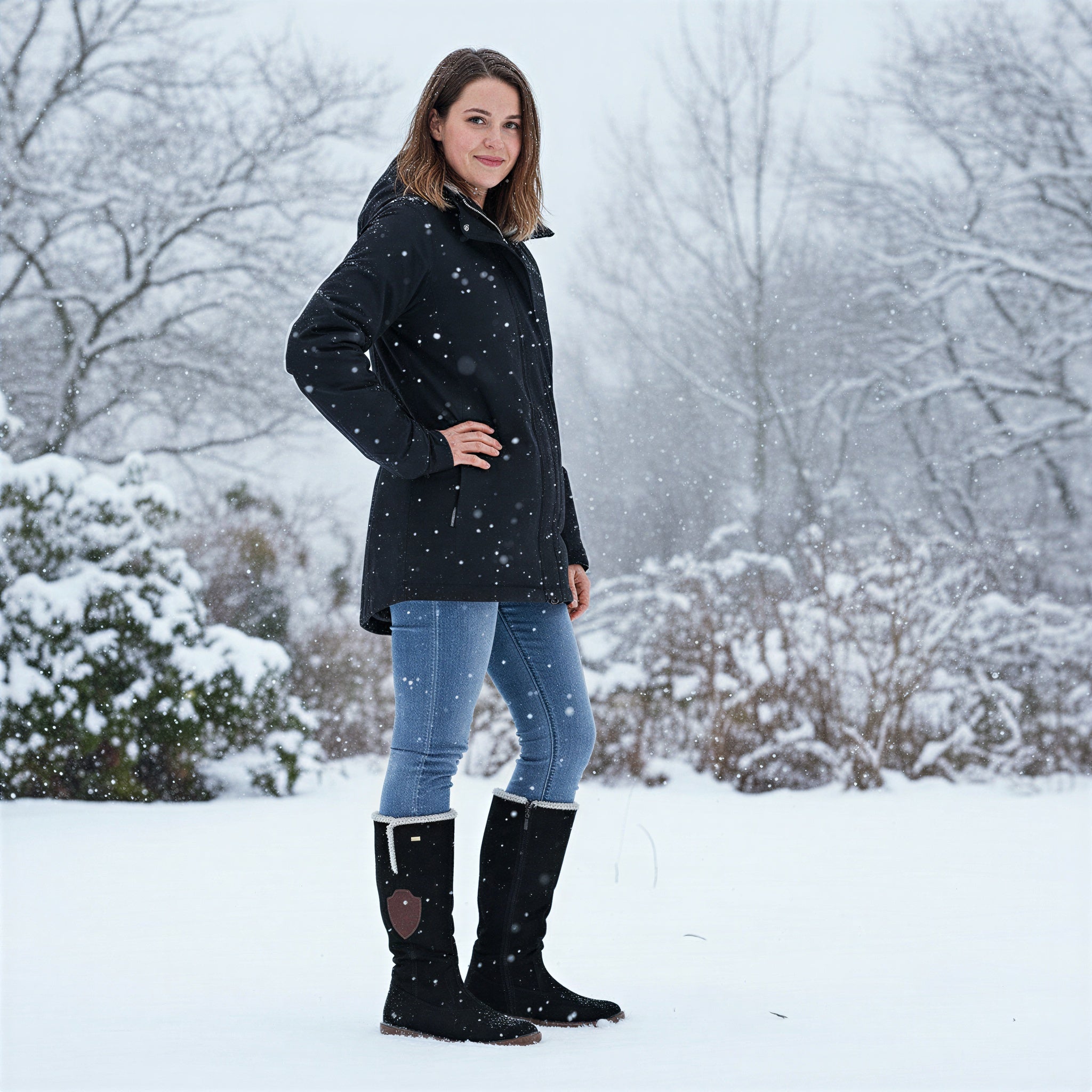 Kniehohe Winterstiefel | Wildleder mit Shearling | Winter