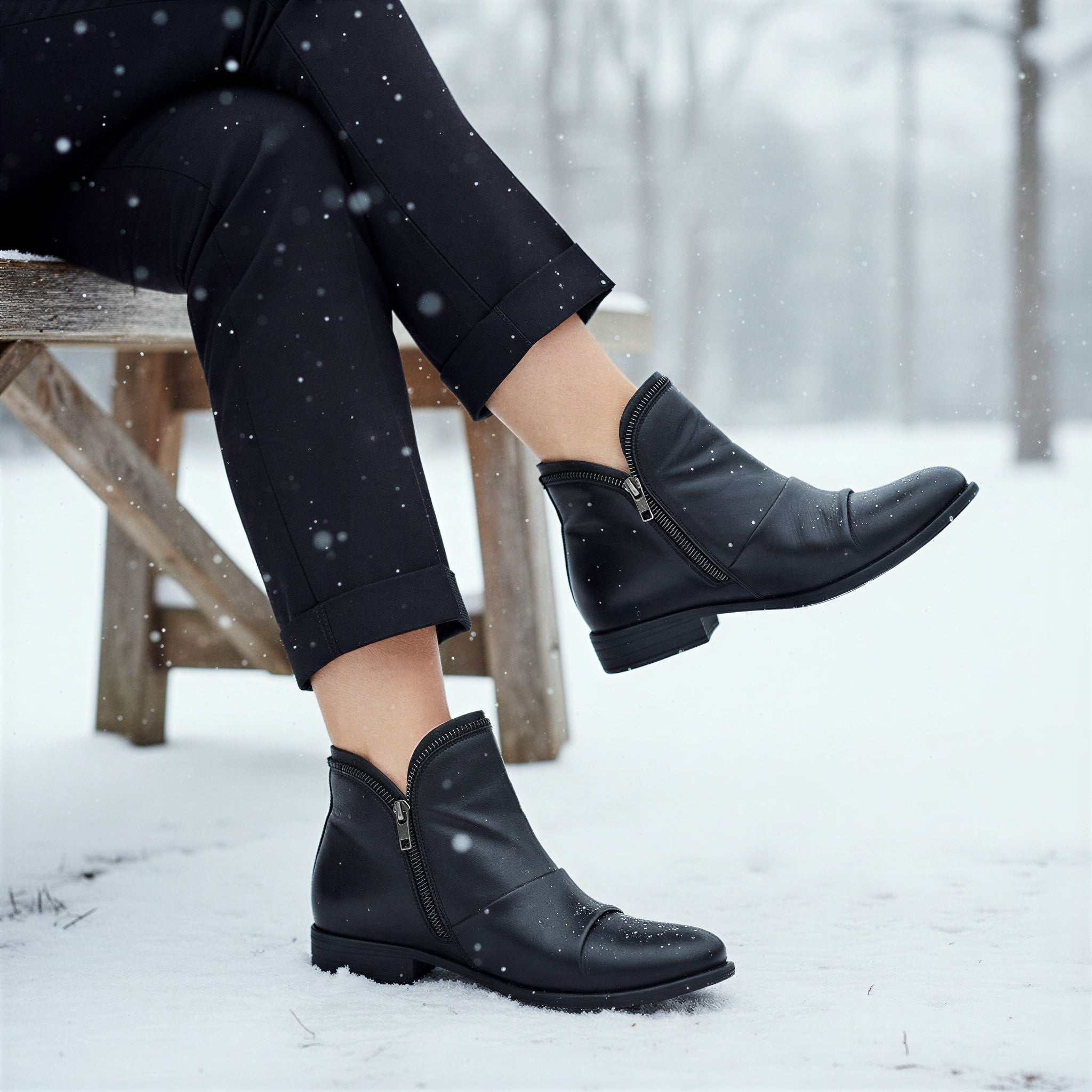 Stiefeletten | Lila Leder mit Rúschen | Herbst/Winter