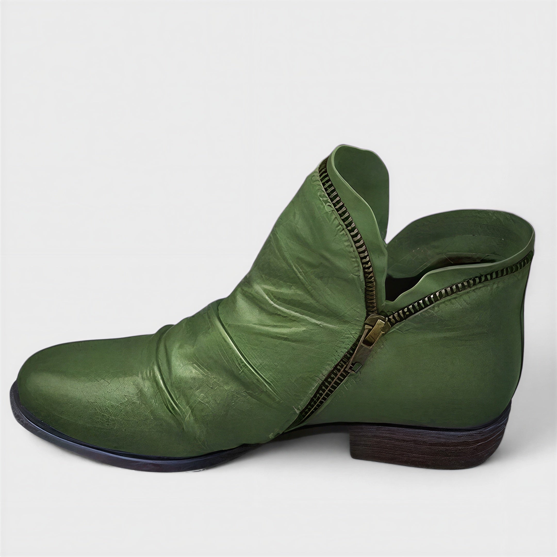 Stiefeletten | Lila Leder mit Rúschen | Herbst/Winter