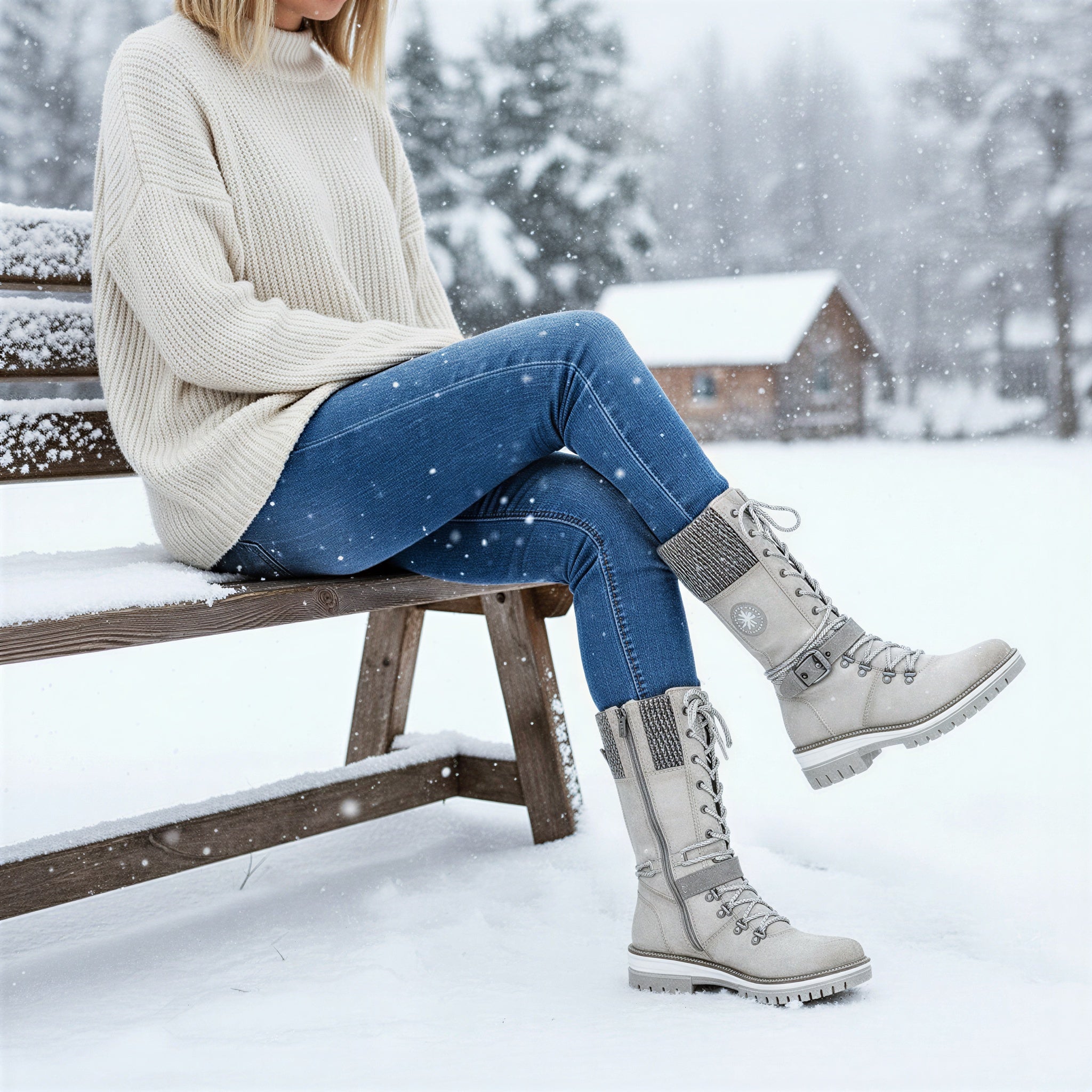 Winterstiefel | Mit Strickbündchen | Damen