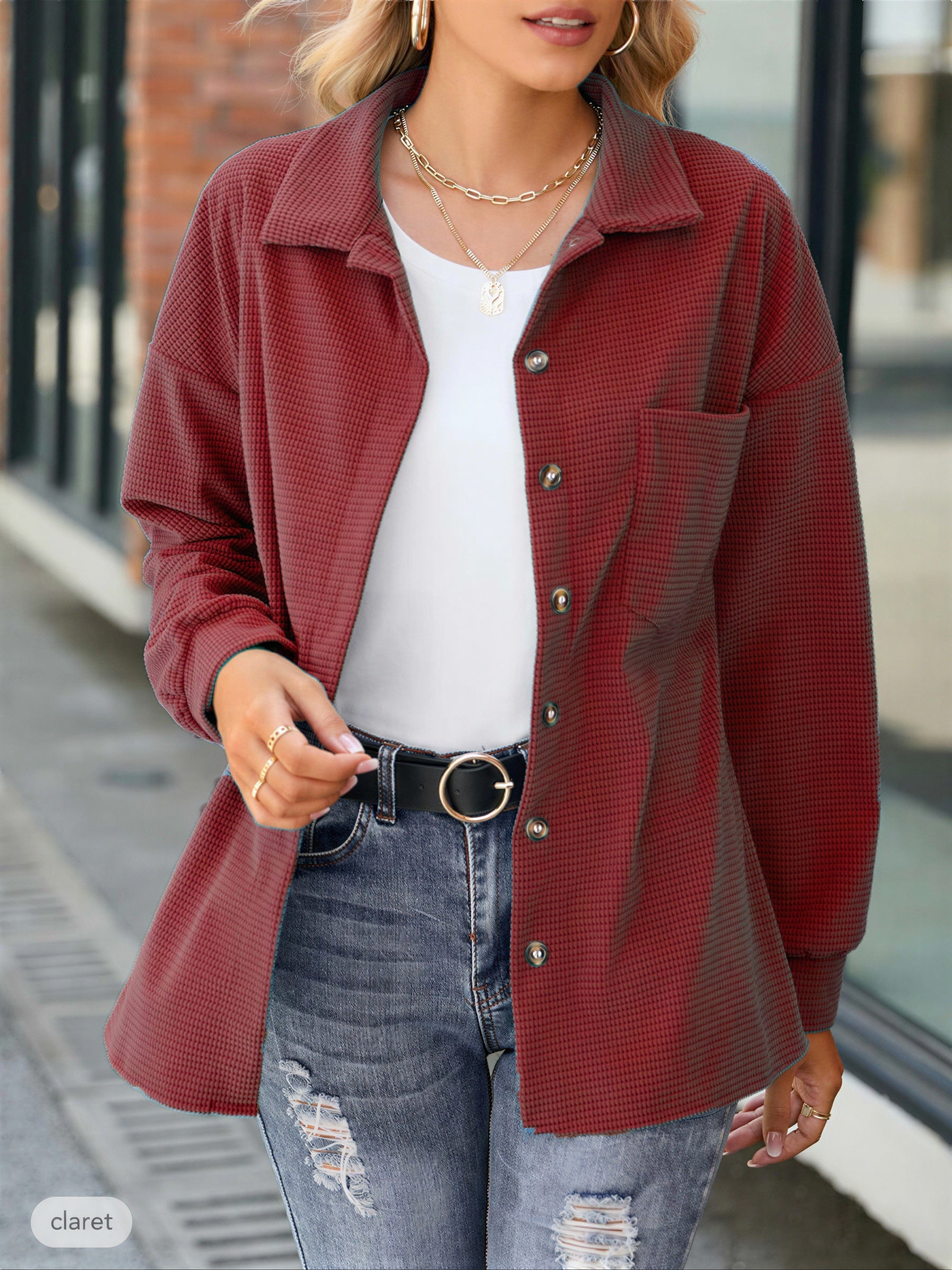 Hemdjacke | Waffelstrick-Optik | Lässiger Allrounder