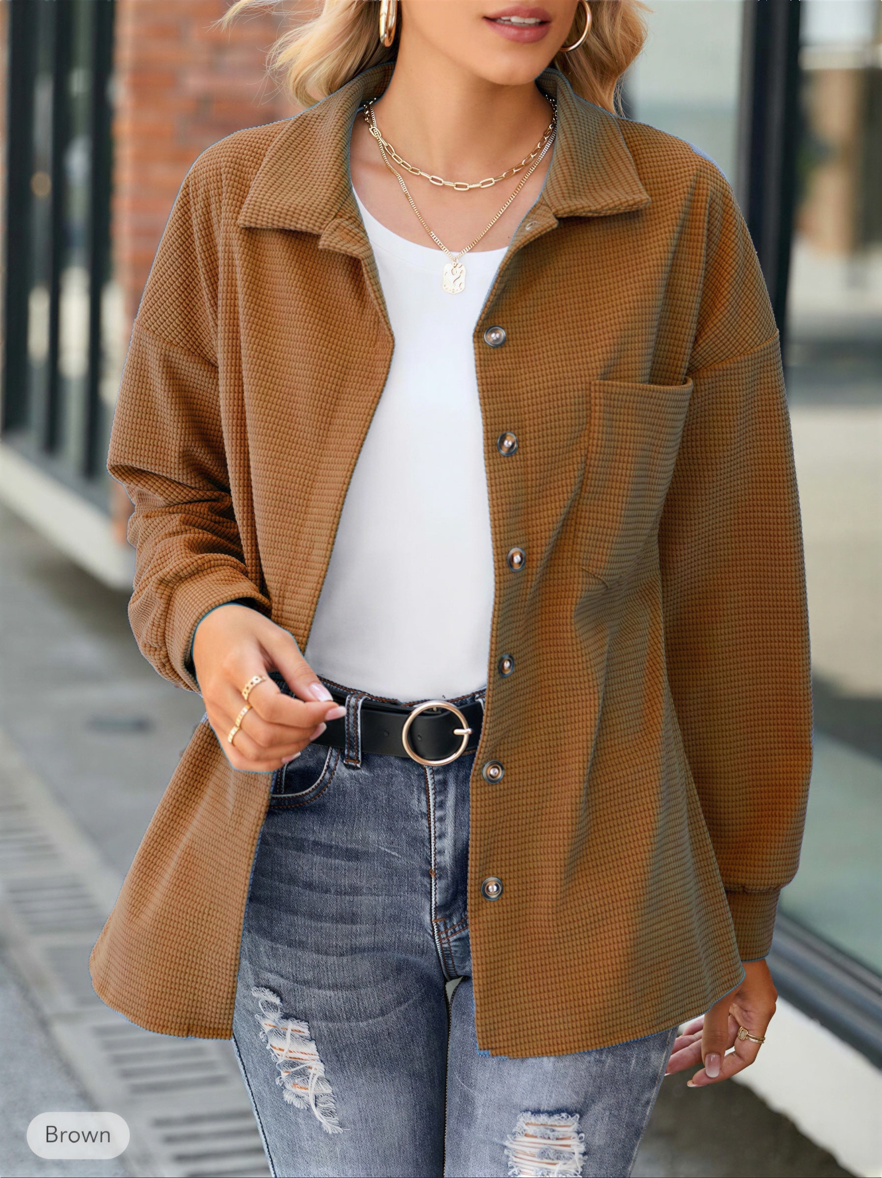 Hemdjacke | Waffelstrick-Optik | Lässiger Allrounder