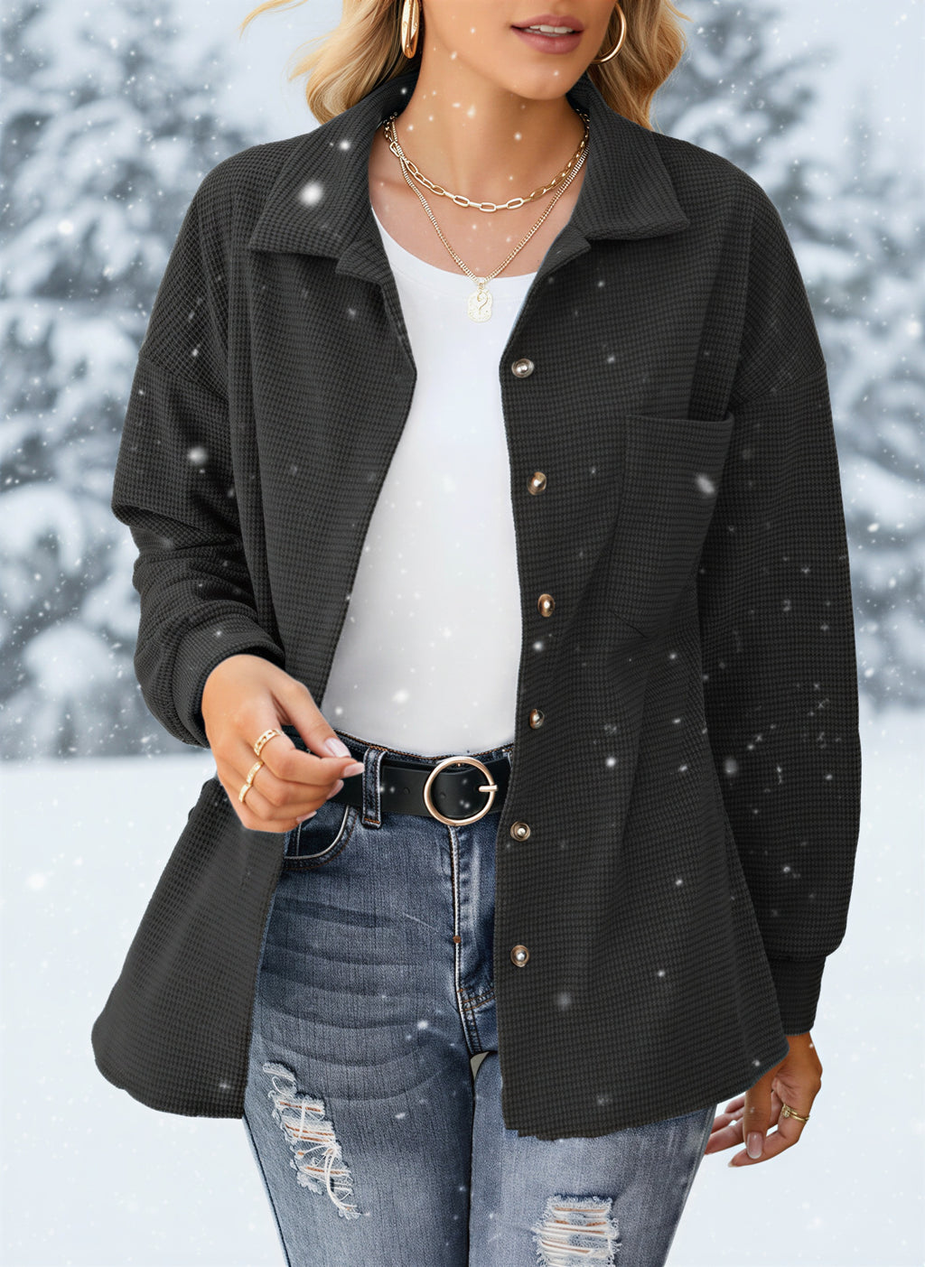 Hemdjacke | Waffelstrick-Optik | Lässiger Allrounder