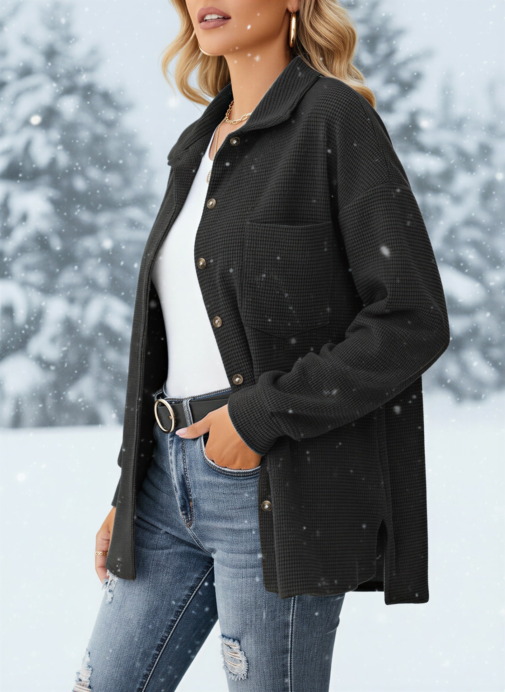 Hemdjacke | Waffelstrick-Optik | Lässiger Allrounder