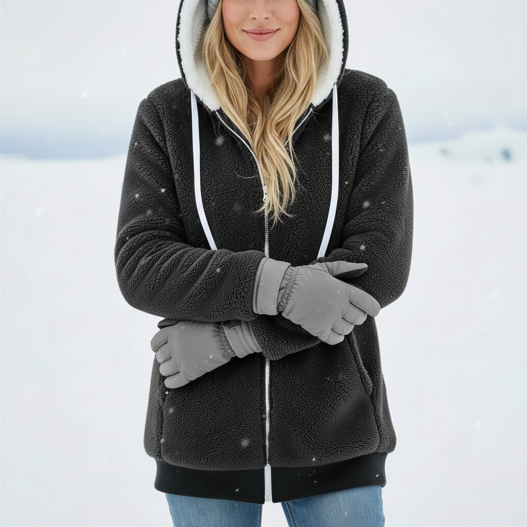 Kuschelige Zip-Jacke | Mit Sherpa-Kapuze | Freizeit & Loungewear