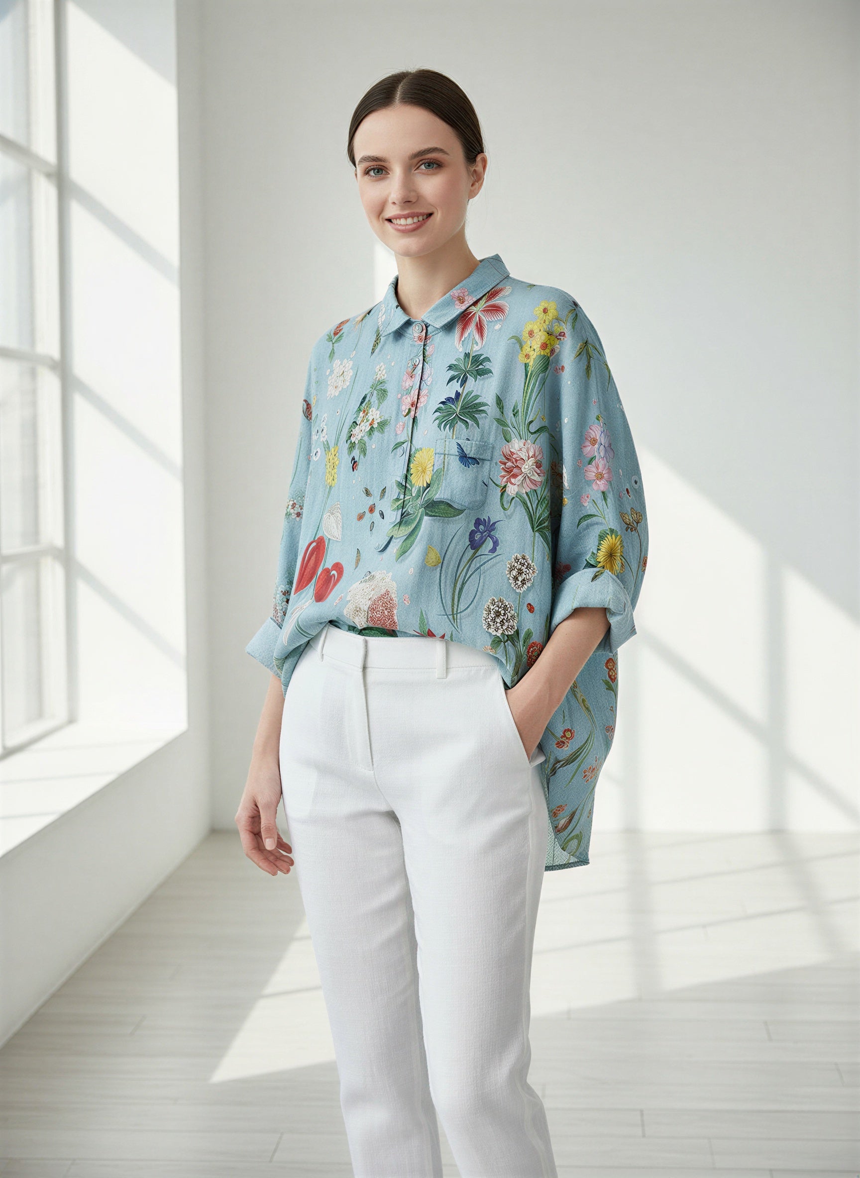 Langarmshirt | Botanischer Print | Freizeit