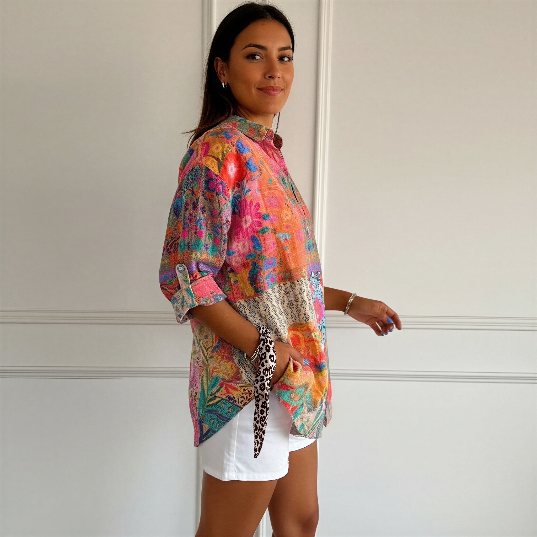 Blumenbluse | Patchwork-Design | Lässig